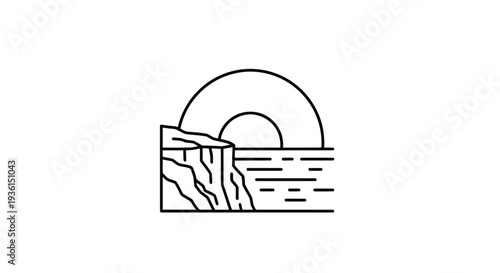 Coastal cliff sunrise illustration