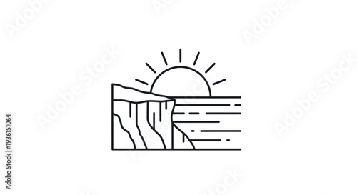 Coastal cliff sunrise illustration