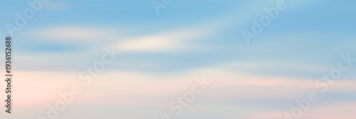Panoramic view of the sunset sky, picturesque layered clouds, natural background, vector design
