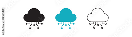Cloud Data Network Icon set. Modern Cloud Computing, Server Connection and Technology Symbol. Vector illustration for graphic design. 