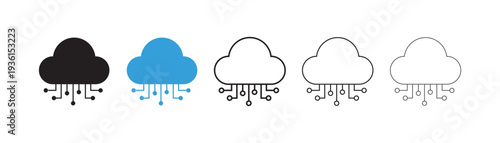 Cloud Data Network Icon set. Modern Cloud Computing, Server Connection and Technology Symbol. Vector illustration for graphic design. 