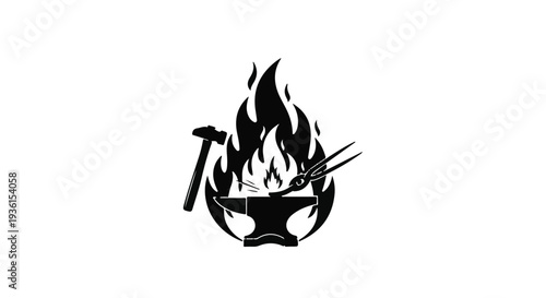 black star fire flame hammer grill barbecue icon