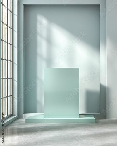 Minimalist Display Stand in Modern Interior with Natural Light