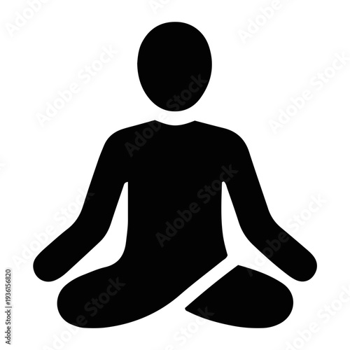 Illustrative silhouette of a person sitting in a lotus position, representing concepts of peace, mindfulness, and inner balance through meditative practice