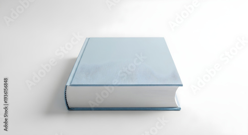 Blue hardcover book on white surface