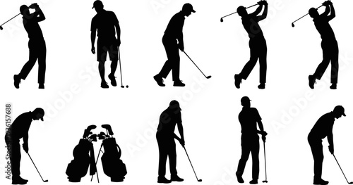 Set of Dynamic Track and Field Athlete Silhouettes Running, Jumping Hurdles, and High Jumping Showing Various Action Poses for Sport, Competition, Training, and Fitness Vector Illustration