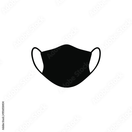 Black surgical mask icon silhouette vector flat illustration design.