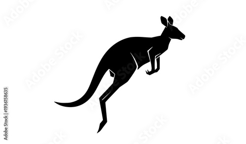 Modern Geometric Leaping Kangaroo Shadow Vector Design on White Background