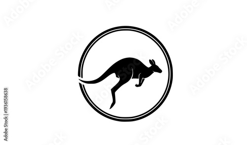 Leaping Kangaroo Emblem Silhouette Outback Spirit Badge Vector Isolated on White