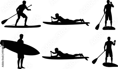 Set of golf equipment vector icons, black silhouettes including clubs, bag, shoe, ball, glove, and flag, sport game and recreational activity graphic design elements, minimal style.