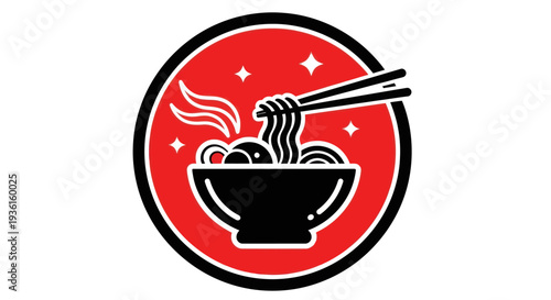 Noodle bowl with chopsticks vector illustration