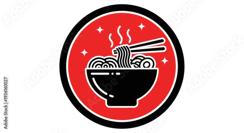 Noodle bowl with chopsticks vector illustration