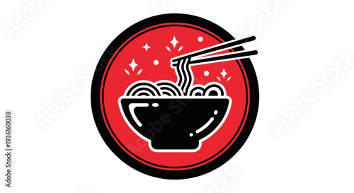 Noodle bowl with chopsticks vector illustration