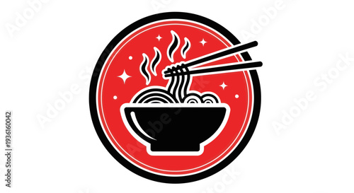 Noodle bowl with chopsticks vector illustration