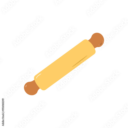 Traditional Wooden Rolling Pin for Baking and Pastry Illustration