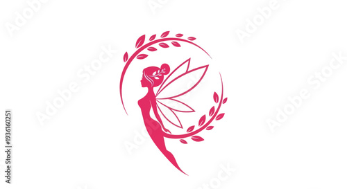 Pink fairy silhouette design