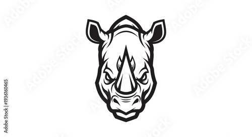 Rhino head illustration in black and white