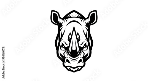 Rhino head illustration in black and white