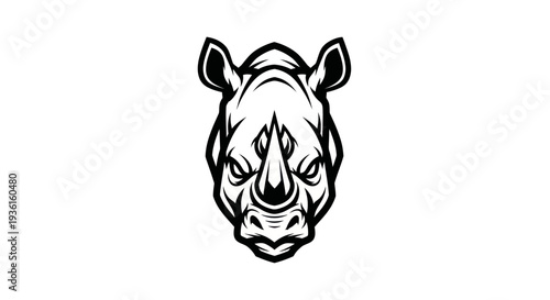Rhino head illustration in black and white