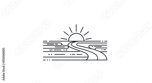 Road to sunrise minimalist illustration