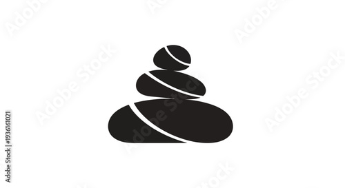 Stacked stones silhouette on white background