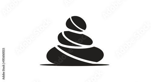 Stacked stones silhouette on white background