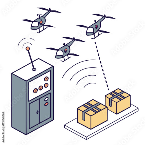 Drones delivering packages with remote control system