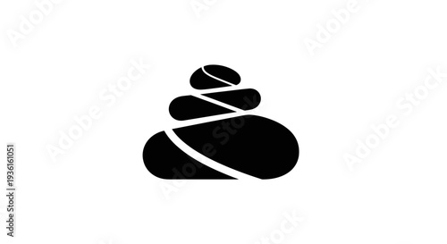 Stacked stones silhouette on white background