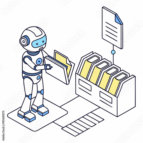 Robot organizing digital files with ease and efficiency