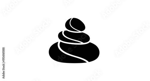 Stacked stones silhouette on white background