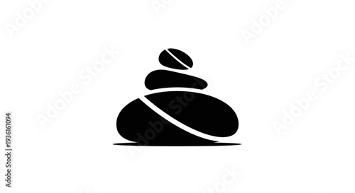 Stacked stones silhouette on white