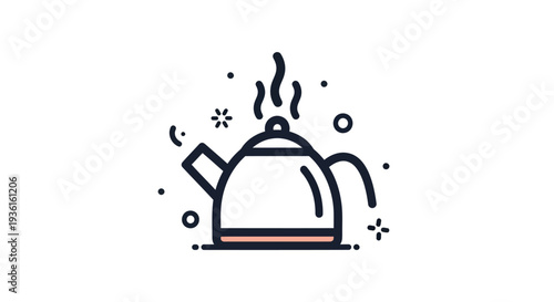 Steaming kettle illustration on white
