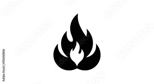 Stylized fire flame silhouette on white