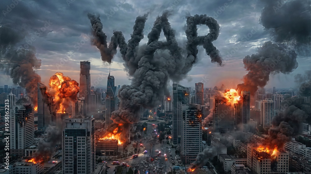 Obraz premium Destruction and Chaos in Urban Warfare Scene