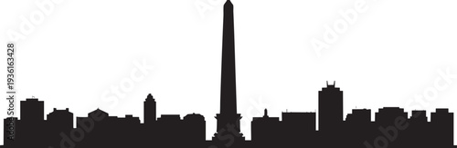 Obelisco Buenos Aires skyline silhouette, famous monument, city architecture, urban landscape, travel