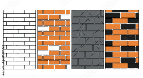 Varied brick wall patterns with distinct color combinations and textural variations brick patterns orange bricks