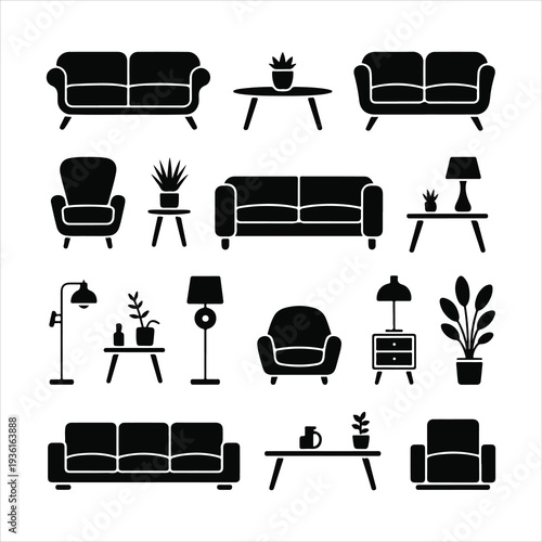 set of furniture icons