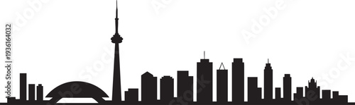 Toronto skyline silhouette iconic buildings and landmarks