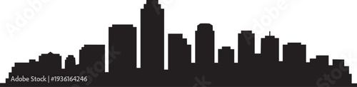 City skyline silhouette with diverse skyscrapers and buildings vector graphic illustration