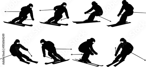 Set of stylized cattail reeds, tall marsh grasses, and round dense bush vector silhouettes, collection of nature landscape and wetland vegetation graphic design elements, minimal style.