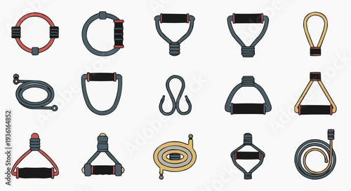 A Variety of Resistance Bands in different shapes and designs. Perfect for exercise and fitness