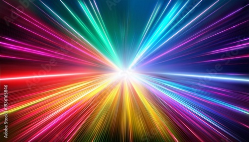abstract bright neon background scene with rays spotlights multi colored background