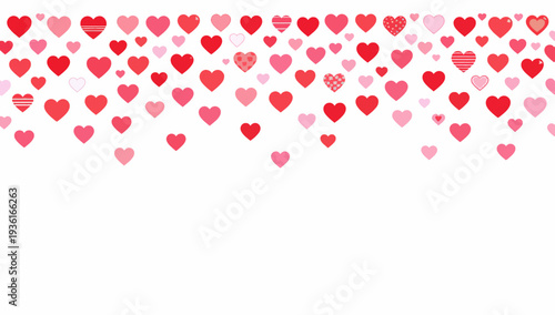 Valentine's Day background with red and pink hearts.