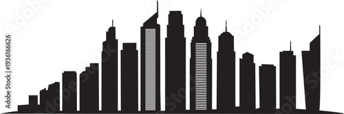 Dubai skyline silhouette modern skyscrapers famous landmark cityscape unique architecture vector art