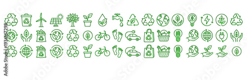 Collection of Green Ecology and Environment Icons.