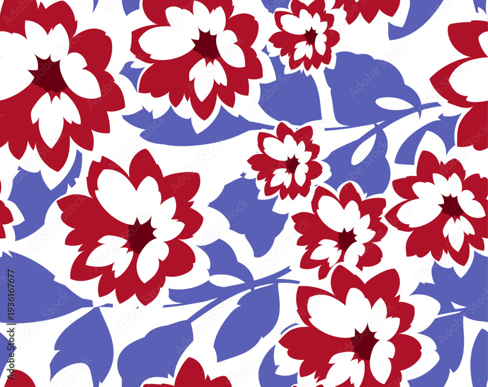 Obraz premium Seamless Flowers Pattern in vector. Abstract exotic flower pattern background.