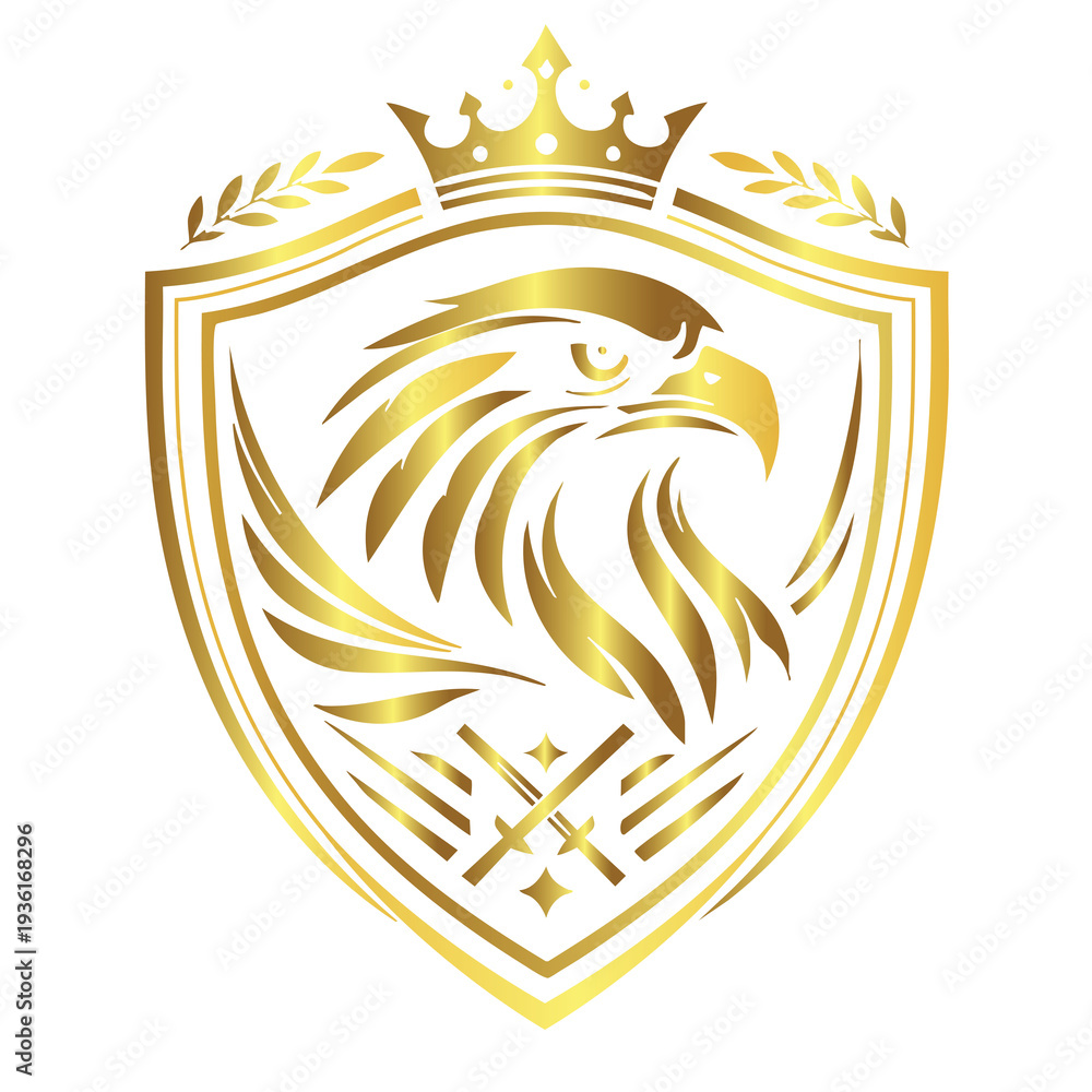 Fototapeta premium Luxury Golden Falcon Crest Logo