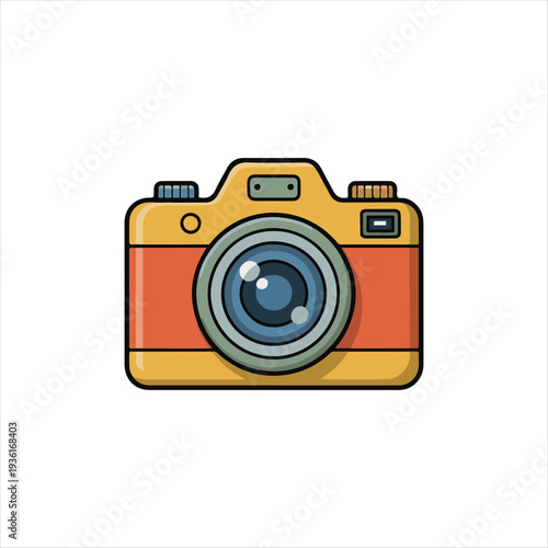 Cute Retro Camera Vector Illustration,
Colorful Cartoon Photo Camera Icon,
Vintage Style Digital Camera Clip Art.

