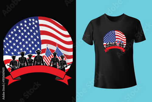 American veteran memorial day t-shirt design with soldiers, american flag, skull, remembrance text