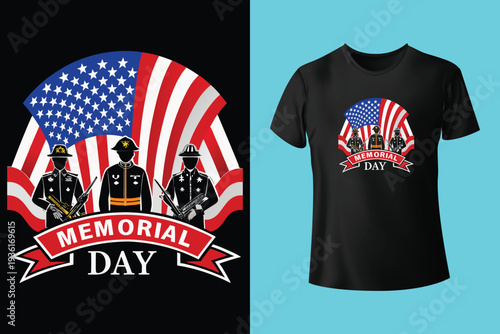 American veteran memorial day t-shirt design with soldiers, american flag, skull, remembrance text